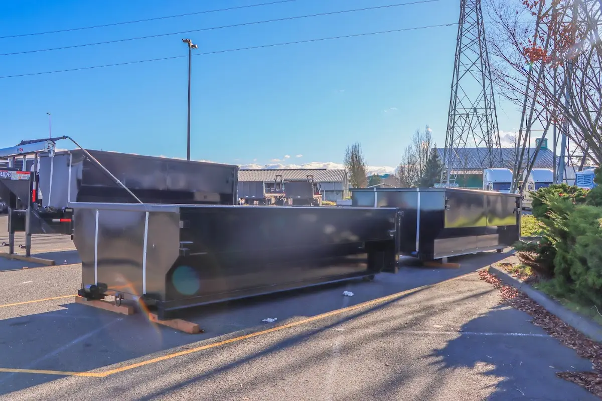 Roll-off dumpster ready for waste disposal at job site for 2 Yard Dumpster Rental in Casper